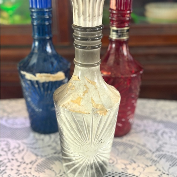 Jim Beam Other - Vintage Jim Beam Starburst Glass Bottles in Red, Blue, and White